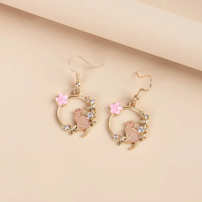 1 Pair Cute Kitten Drop Hook Earrings