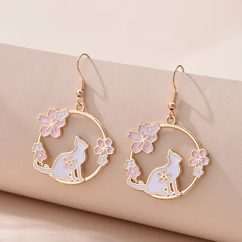 1 Pair Cute Kitten Drop Hook Earrings