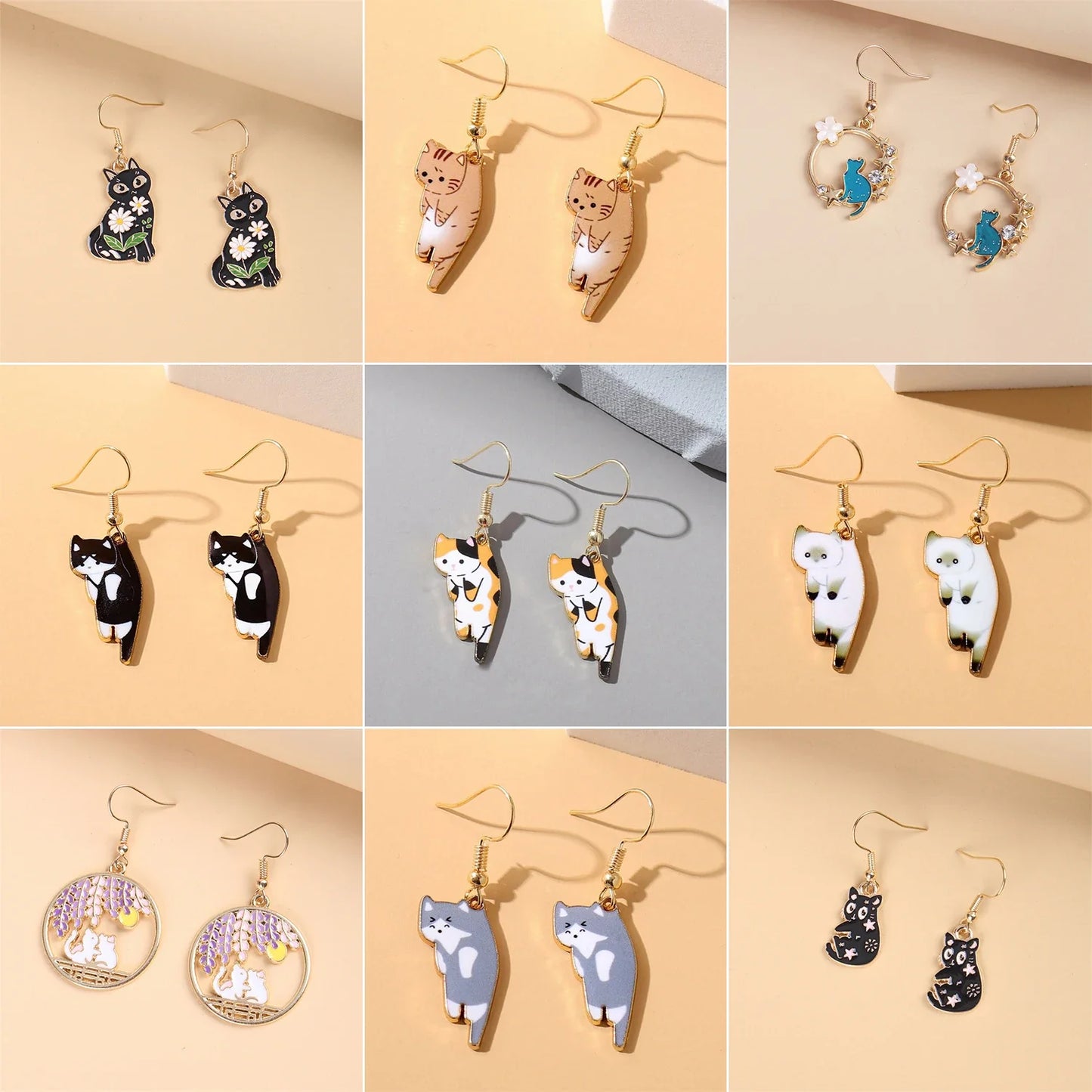 1 Pair Cute Kitten Drop Hook Earrings