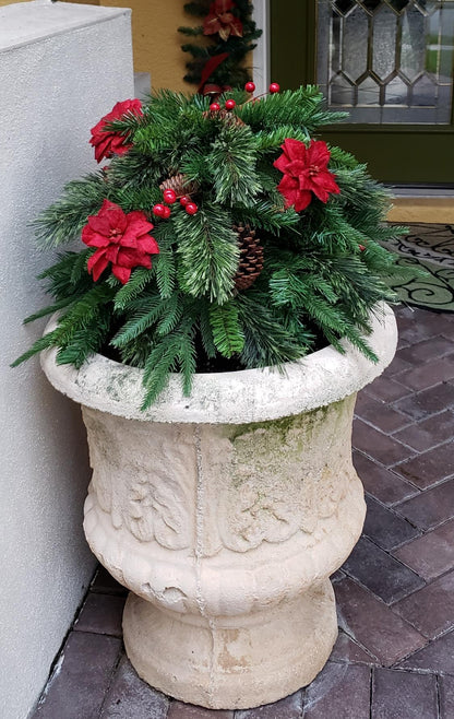 💥LAST DAY SALE 50% OFF🎄Pre-lit Artificial Christmas Tree Urn Filler ▶︎ Weatherproof sparkle for entryways and patios