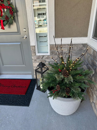 💥LAST DAY SALE 50% OFF🎄Pre-lit Artificial Christmas Tree Urn Filler ▶︎ Weatherproof sparkle for entryways and patios